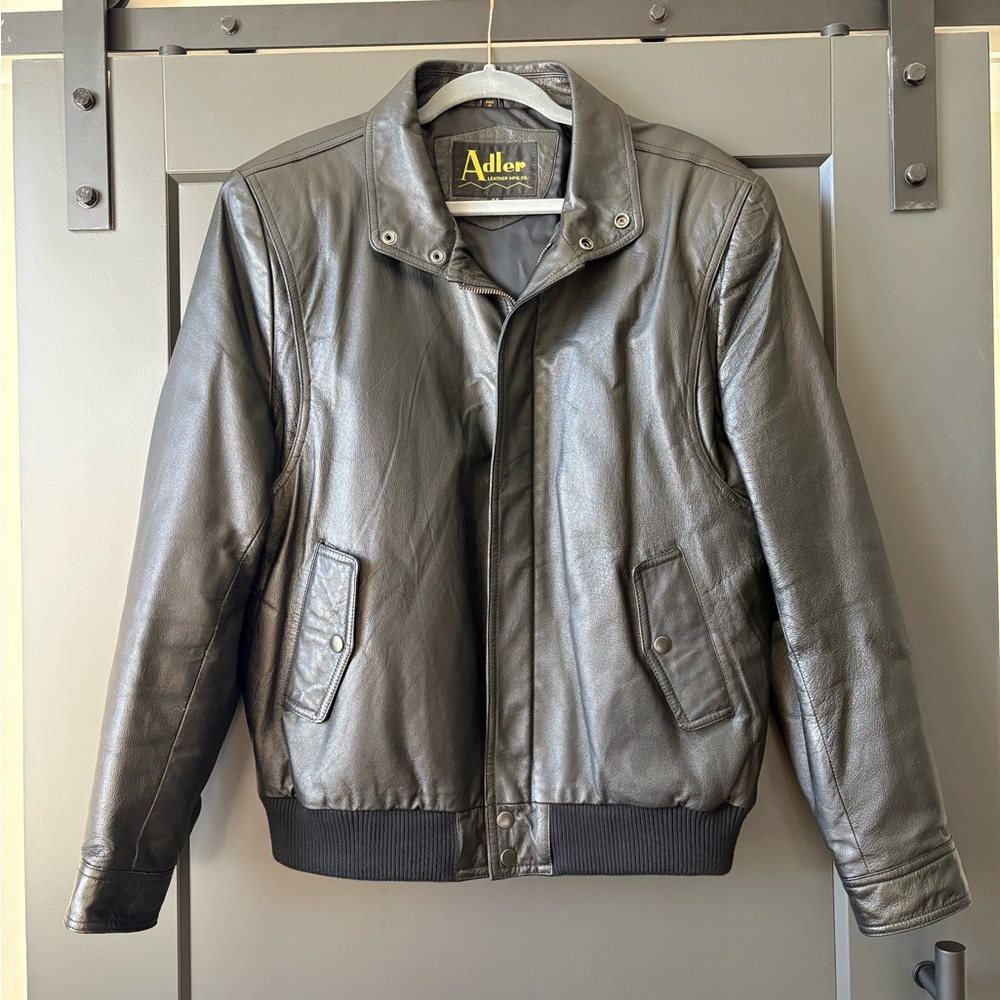 Vintage Adler Genuine Black Leather Men’s Bomber Jacket | late 1990s-early 2000s